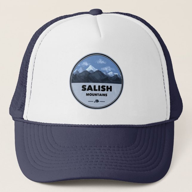 Salish Mountains Montana Camping Trucker Hat (Front)