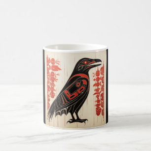 Salish native pacific northwestern art style raven coffee mug