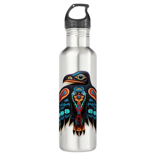 Salish raven totem  stainless steel water bottle