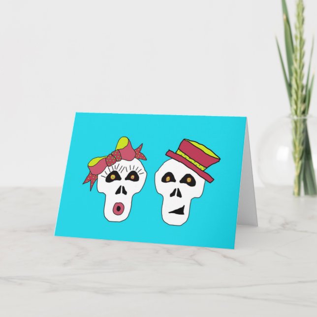 SALLY AND SAM SKULL CARD NOTE INVITATION (Front)