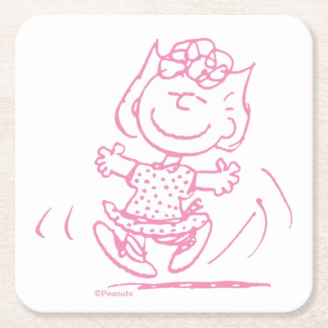 Sally Brown Dancing Square Paper Coaster (Front)