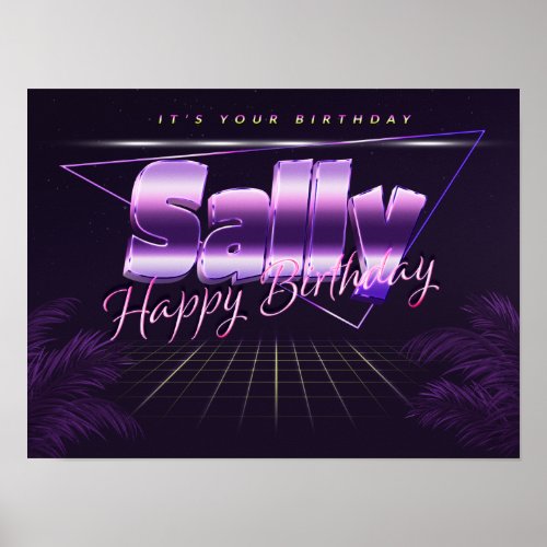 Sally Name First Name pura retro poster Birthday