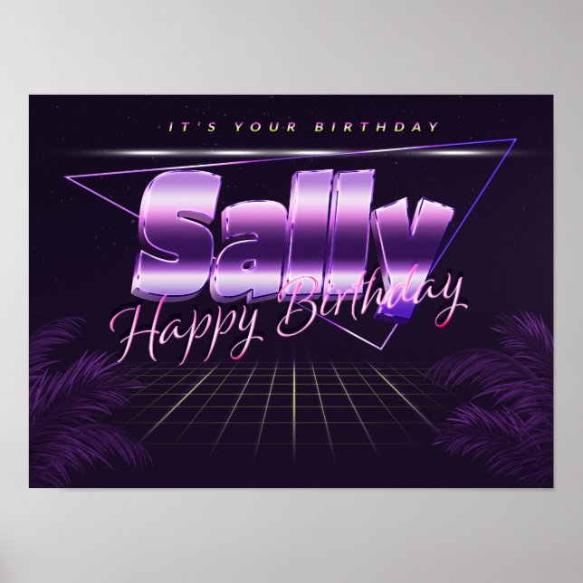 Sally Name First Name pura retro poster Birthday (Front)
