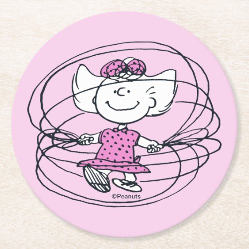 Sally Playing Jump Rope Round Paper Coaster