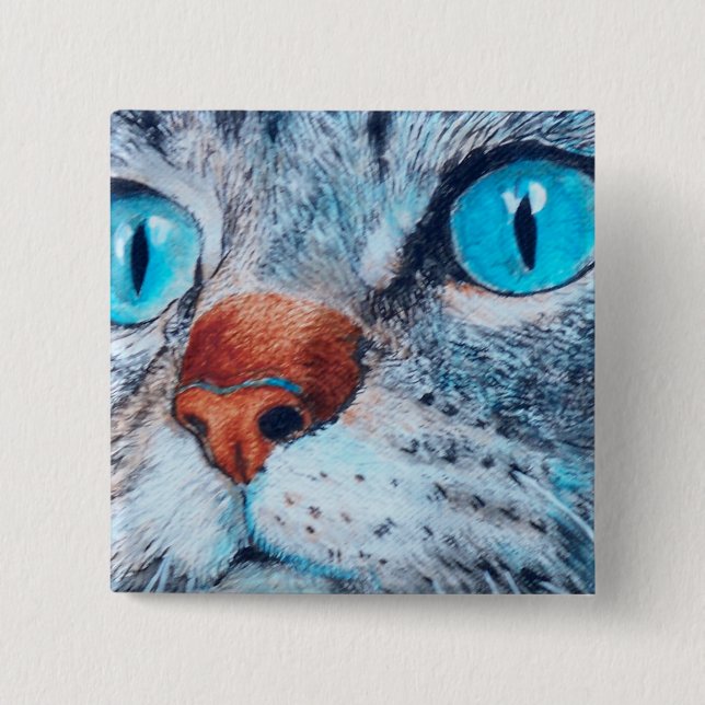 Sally the Blue Eyed Cat Button (Front)
