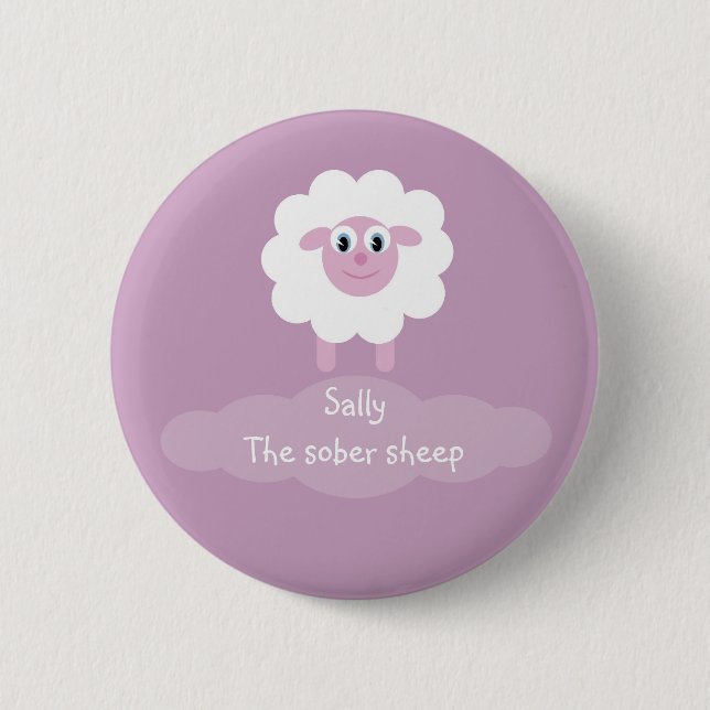 Sally the sober sheep badge/button pinback button (Front)