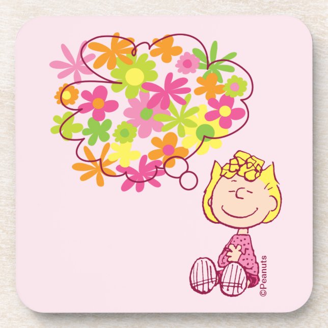 Sally Thinking of Flowers Beverage Coaster (Front)