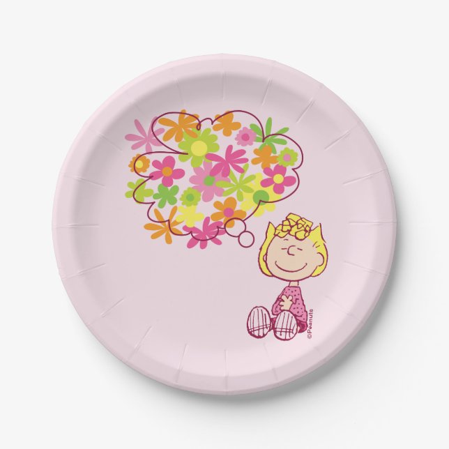 Sally Thinking of Flowers Paper Plates (Front)