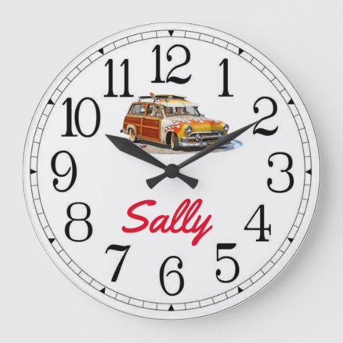 Sallys Surfer Girl Woody Large Clock
