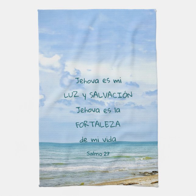 Salmo 27 Jehova Luz Salvación  Verso Bíblico  Kitchen Towel (Vertical)