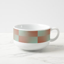 Salmon and Blue Checkered Bowl