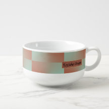 Salmon and Blue Checkered Bowl