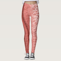 Salmon and Brick Red Embroidery Patterned Leggings