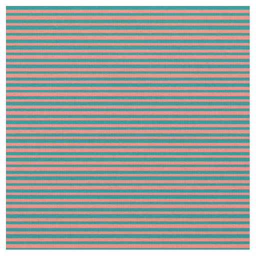 Salmon and Dark Cyan Colored Lines Fabric