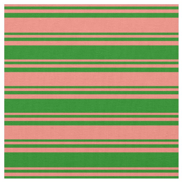 Salmon and Green Colored Pattern Fabric (Close Up)