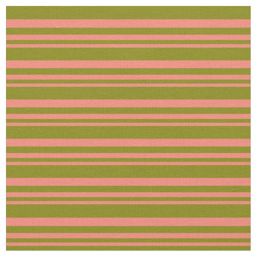 Salmon and Green Lines Pattern Fabric