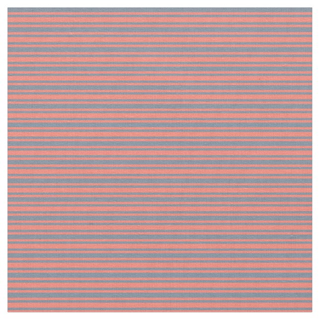Salmon and Light Slate Gray Stripes Fabric (Close Up)