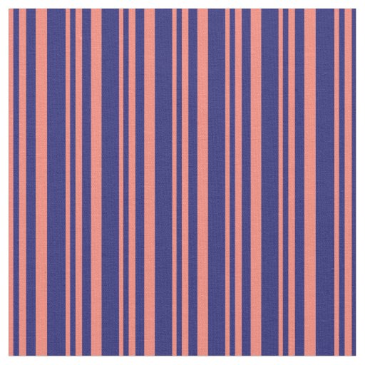 Salmon and Midnight Blue Stripes/Lines Pattern Fabric