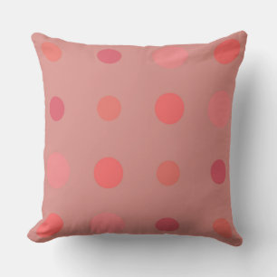 Salmon and pink dots throw pillow