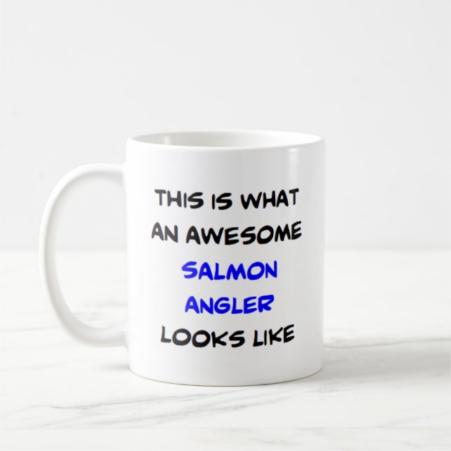 salmon angler, awesome coffee mug (Left)