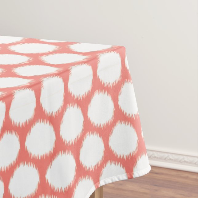 Salmon Asian Moods Ikat Dots Tablecloth (In Situ)
