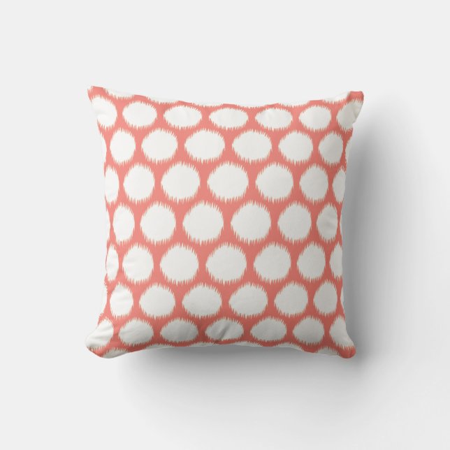 Salmon Asian Moods Ikat Dots Throw Pillow (Front)