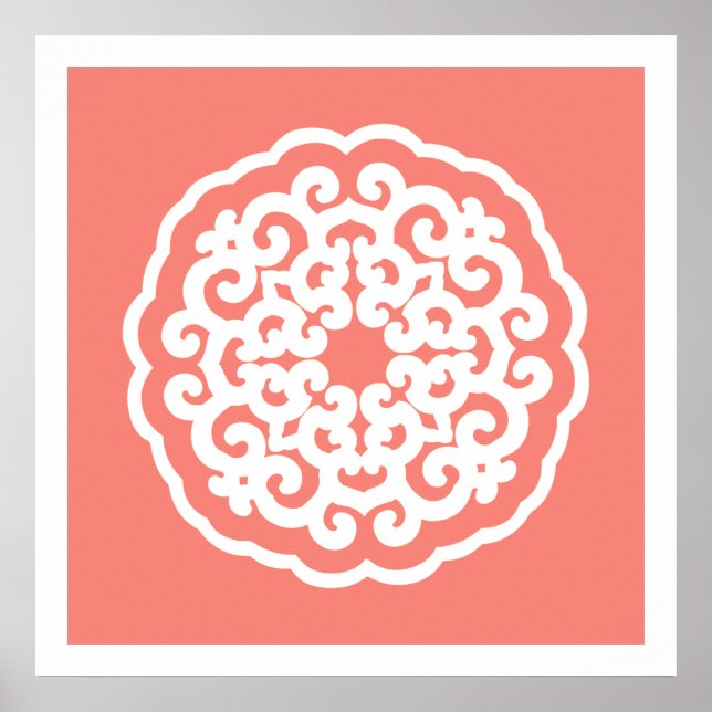 Salmon Asian Moods Mandalla Poster (Front)