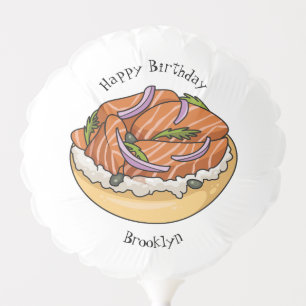 Salmon bagel cartoon illustration balloon