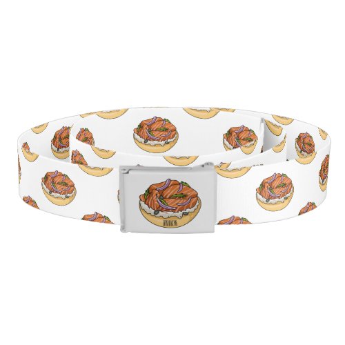 Salmon bagel cartoon illustration  belt