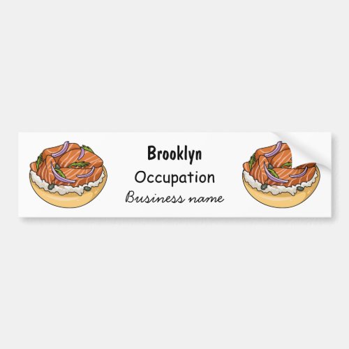 Salmon bagel cartoon illustration bumper sticker