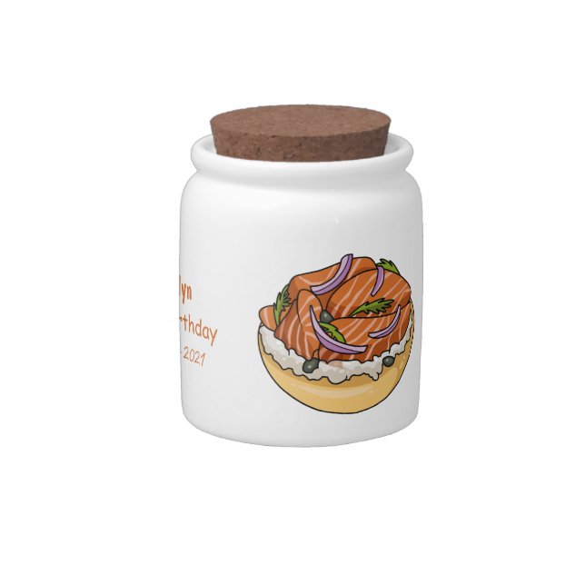 Salmon bagel cartoon illustration candy jar (Right)