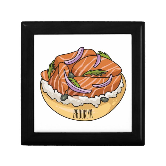 Salmon bagel cartoon illustration  gift box (Front)