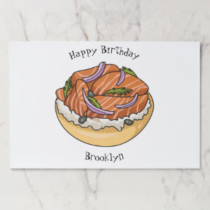 Salmon bagel cartoon illustration paper pad