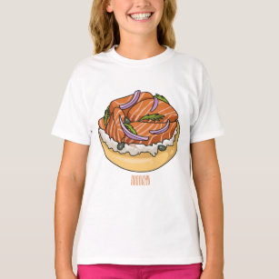 Salmon bagel cartoon illustration  T-Shirt