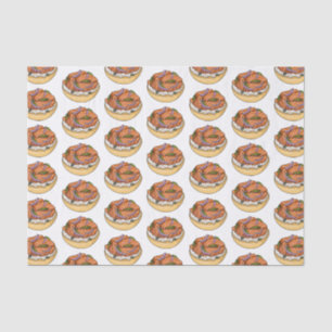 Salmon bagel cartoon illustration tissue paper