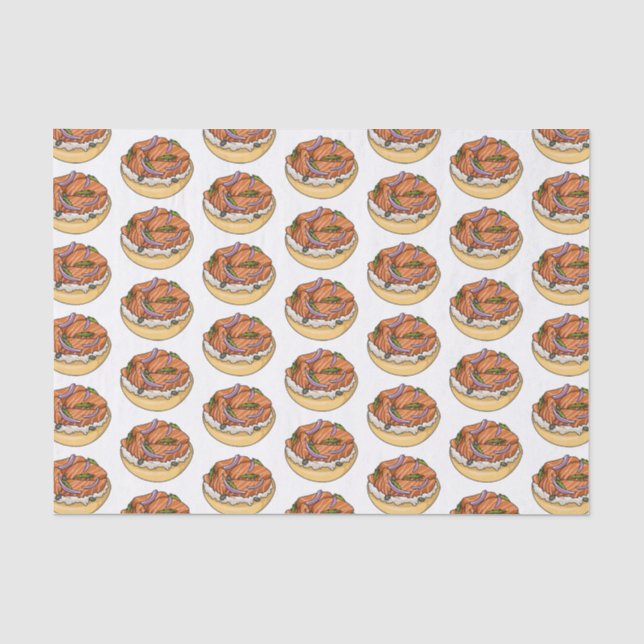 Salmon bagel cartoon illustration  tissue paper (Front)