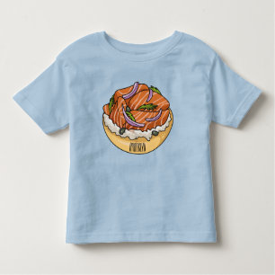 Salmon bagel cartoon illustration toddler t-shirt