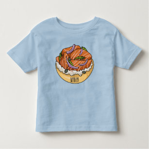 Salmon bagel cartoon illustration  toddler t-shirt