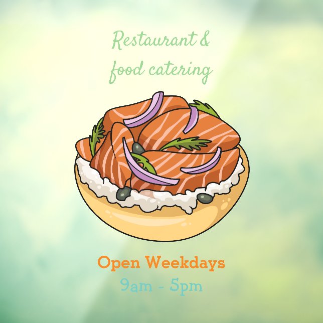 Salmon bagel cartoon illustration  window cling (Sheet 3)
