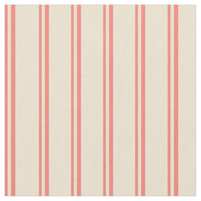 Salmon & Beige Colored Pattern of Stripes Fabric (Close Up)