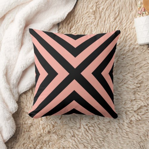 Salmon Black Geometric Decorative Throw Pillow