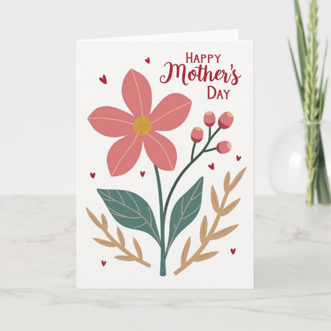 Salmon Blossom Mothers Day Card (Front)