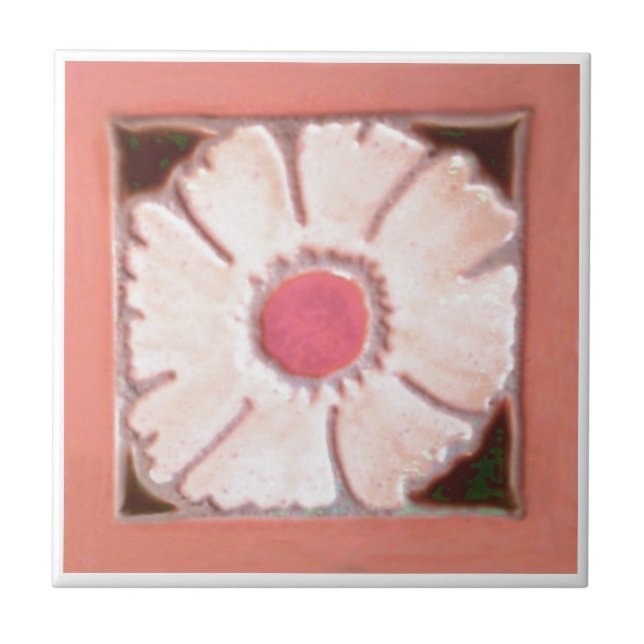 Salmon Border Ceramic Tile (Front)