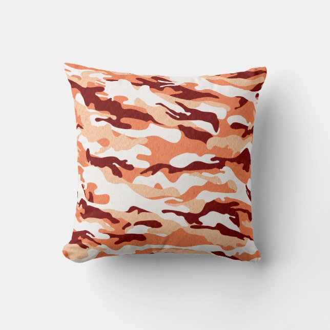 Salmon Camo Throw Pillow (Front)