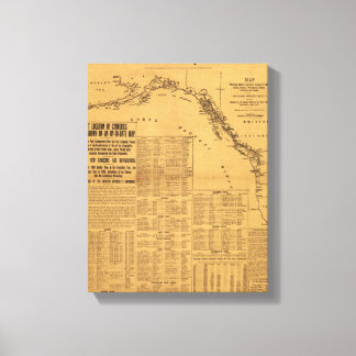 Salmon Canneries of the Pacific Northwest Map Canvas Print