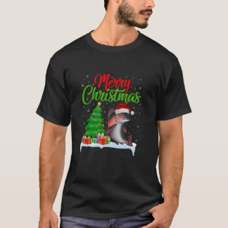 Salmon Christmas Tree Lights Funny Xmas Salmon Lov T-Shirt