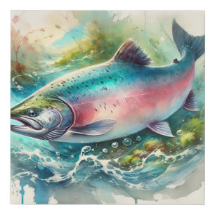 Salmon chum 111024AREF133 - Watercolor Faux Canvas Print