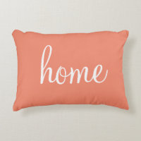 Salmon color "home" custom pretty accent pillow
