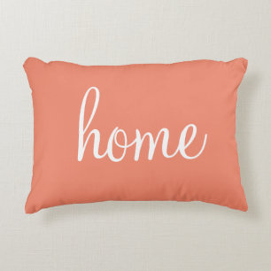 Salmon color "home" custom pretty accent pillow