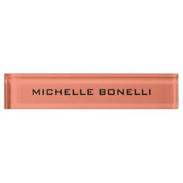 Salmon Color Minimalist Plain Legible Modern Desk Name Plate